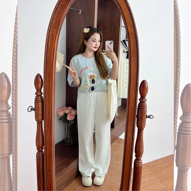 辣条大码女装 原浆质感 舒服百搭显瘦显腿直白色牛仔裤