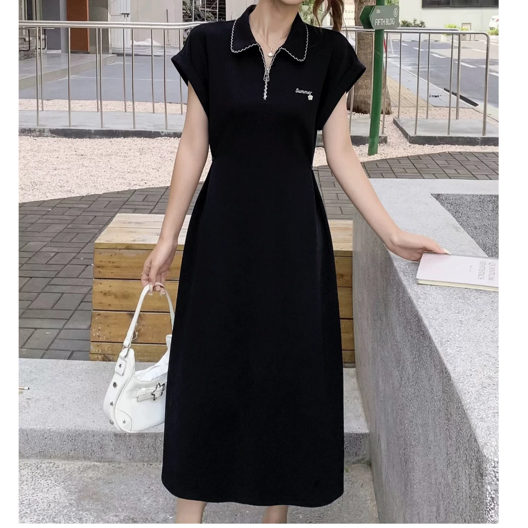 连衣裙女夏季新款中长款收腰显瘦气质连衣裙#2556