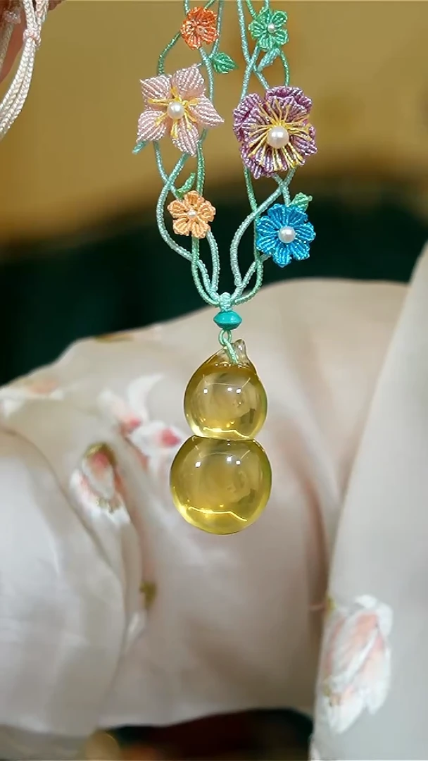 【闪购商品】黄晶项链未镶嵌黄水晶葫芦手工绳项链