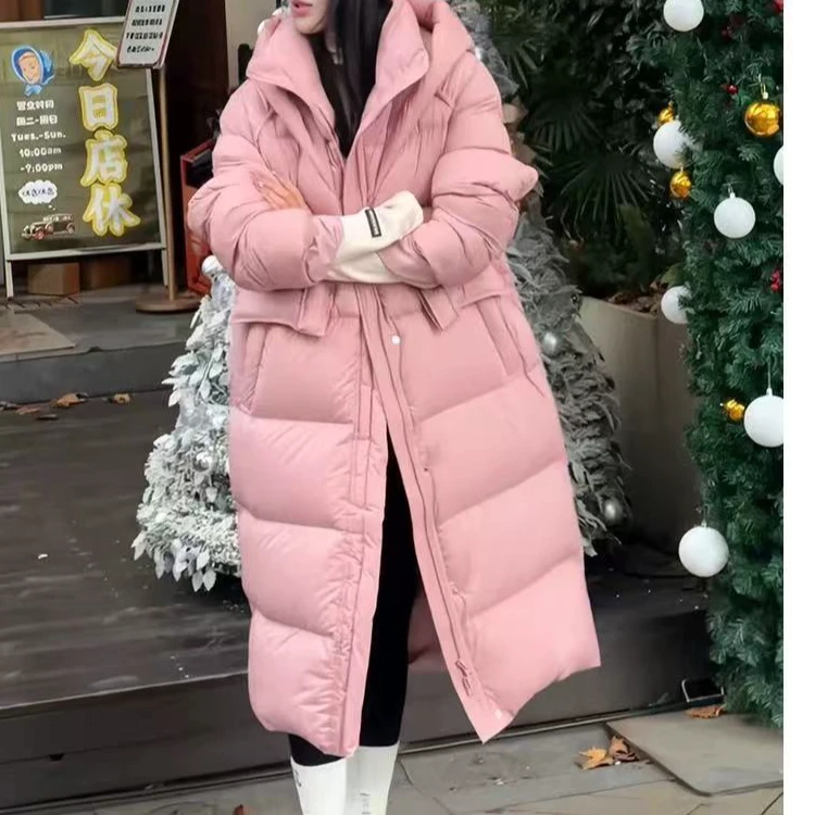 冬季新款蓬松厚款宽松连帽羽绒服h2151