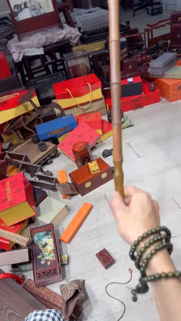 木 光头红木工艺品-黄金檀拐杖竹节