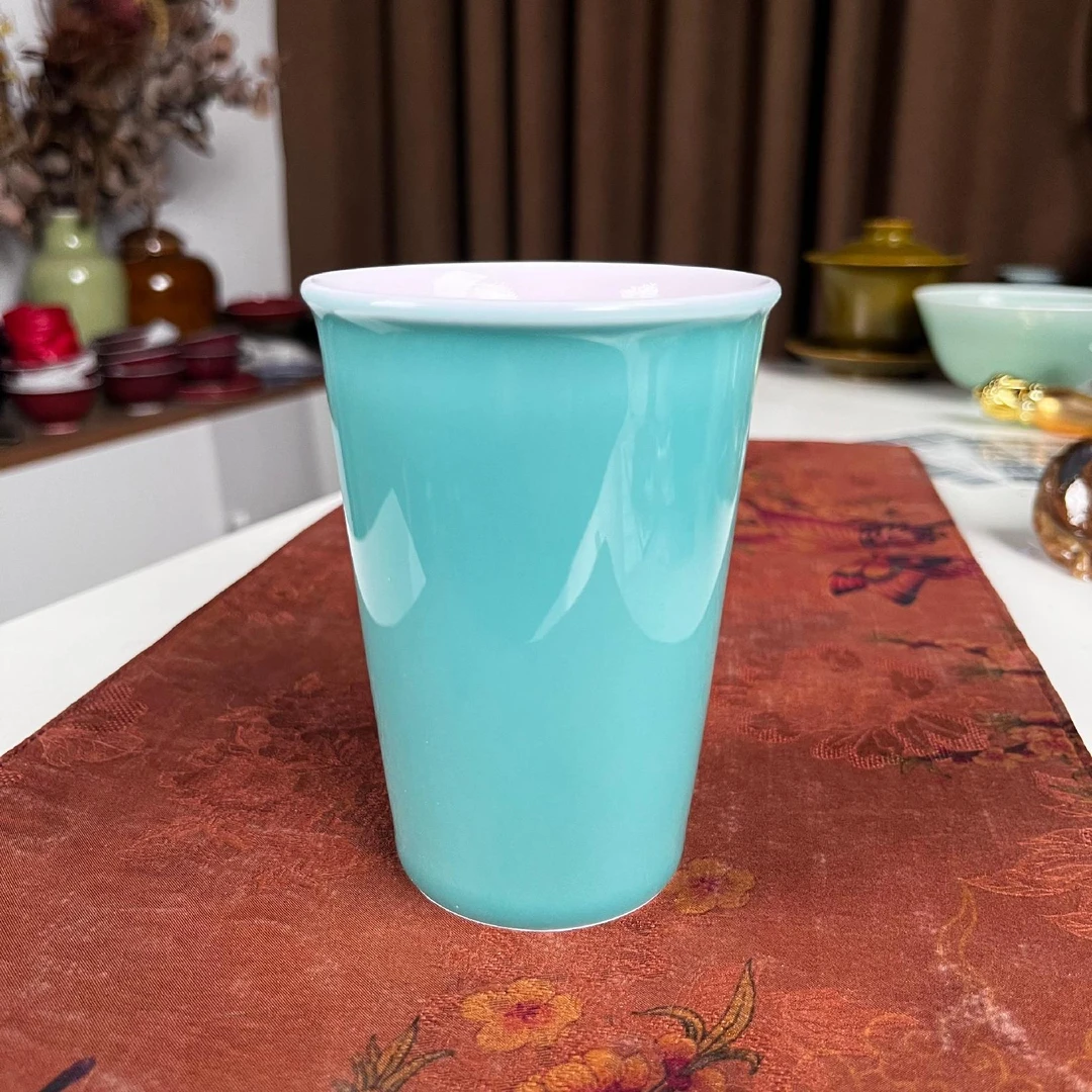 【景德】闰火堂 湖水绿粉玉可乐杯 陶瓷 rht646