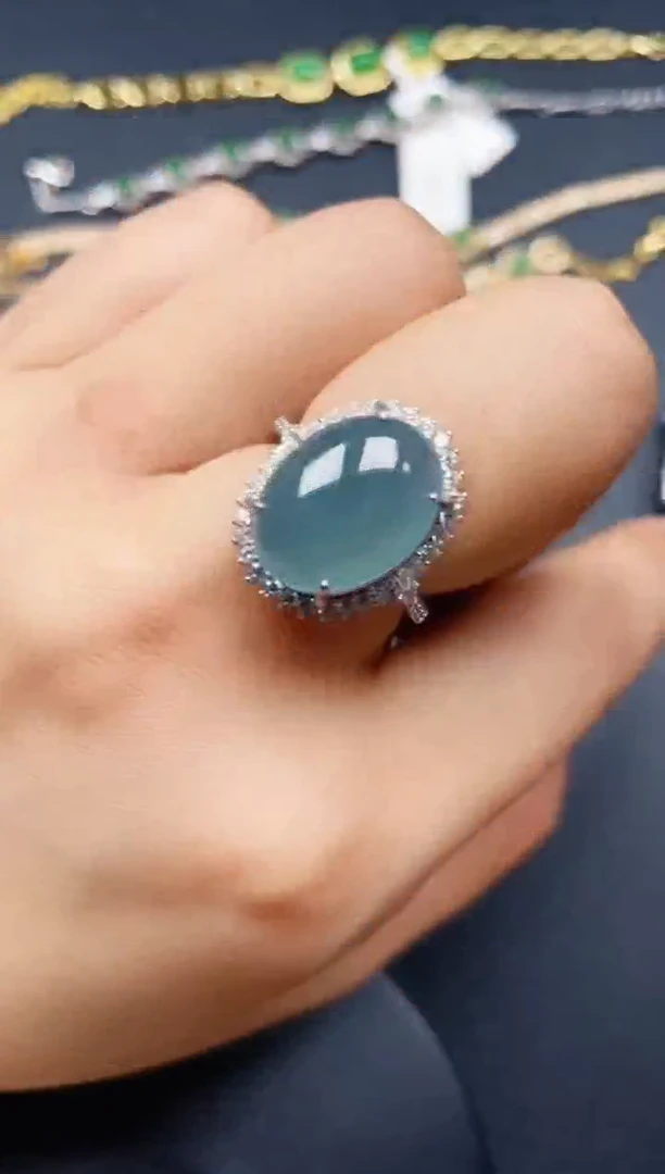 翡翠戒指银S925镶嵌423432