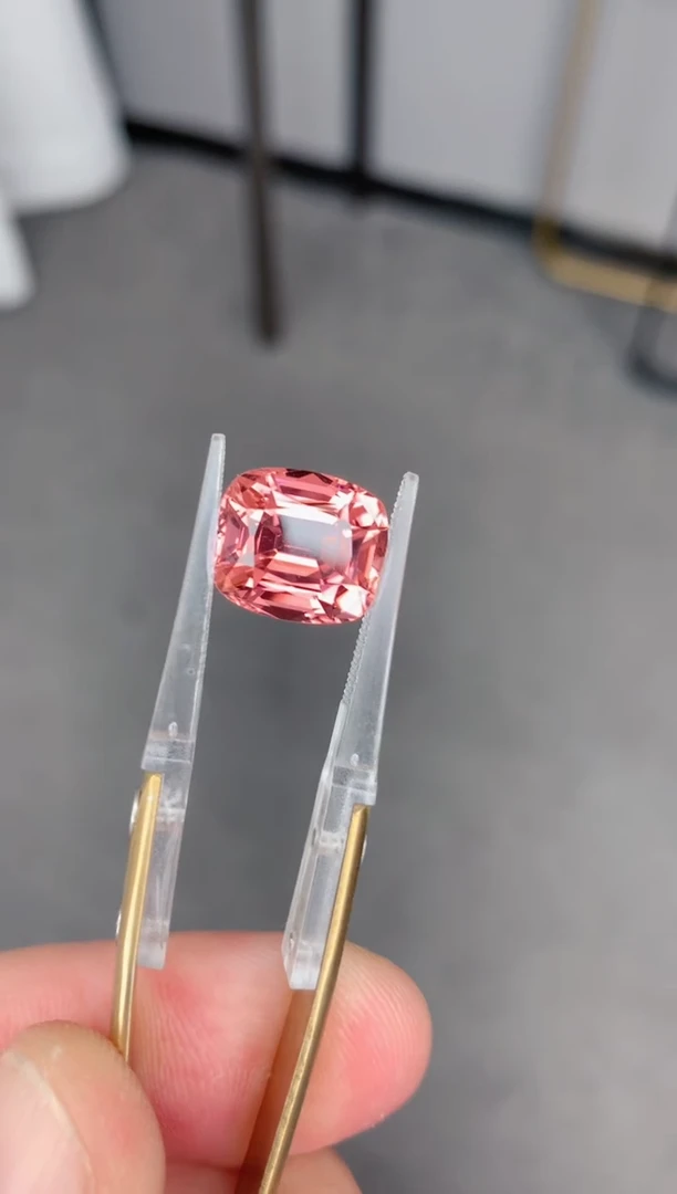 未镶嵌裸石定制碧玺7.9ct 橘粉色碧玺 定制