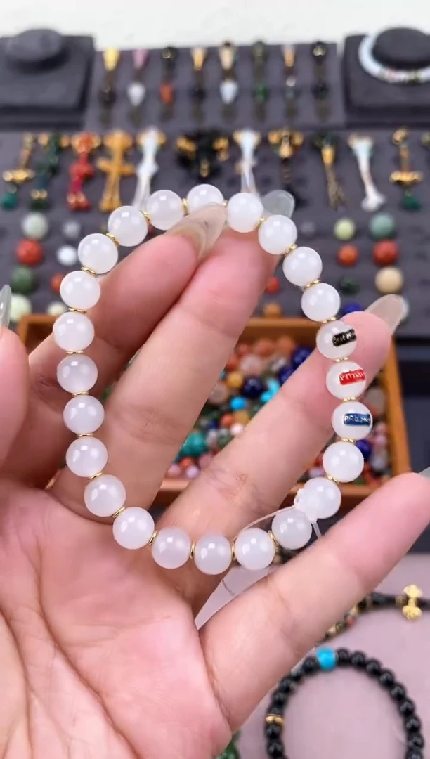 未镶嵌和田玉挂件8mm野牛沟圆珠手串藏物系列