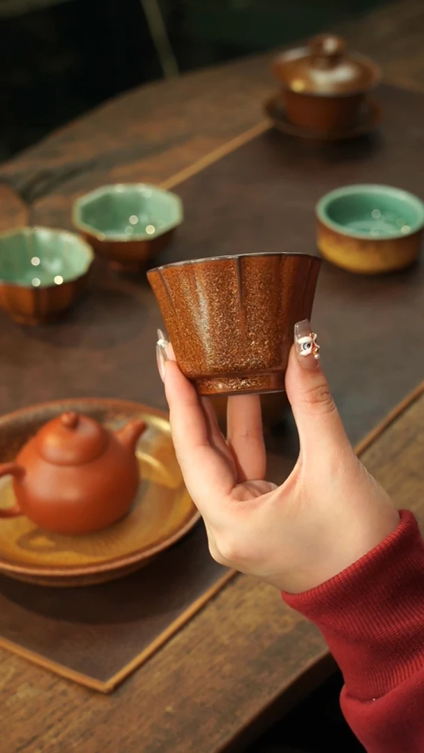 【闪购商品】瓷片瓷茶记 茶叶末釉 莲口杯