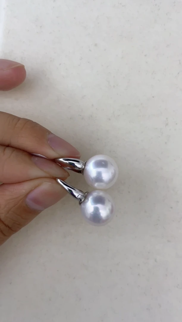 银S925镶嵌淡水珍珠耳饰耳扣