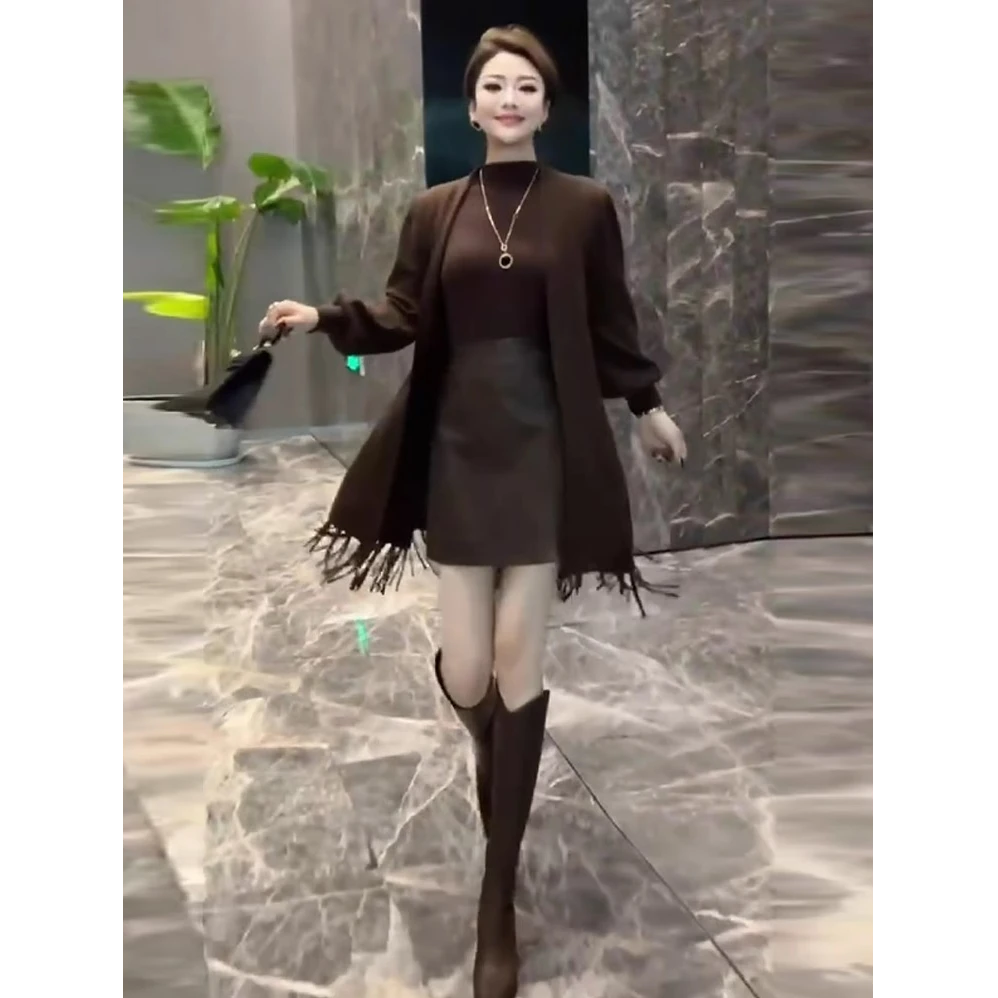 流苏毛衣针织开衫外套女2025早春新款时髦洋气宽松显瘦中长款上衣