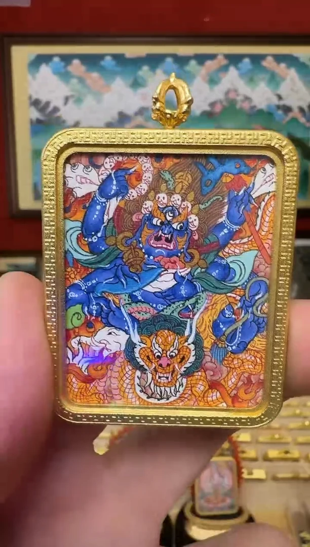 吊坠大黑-热贡纯手绘周毛