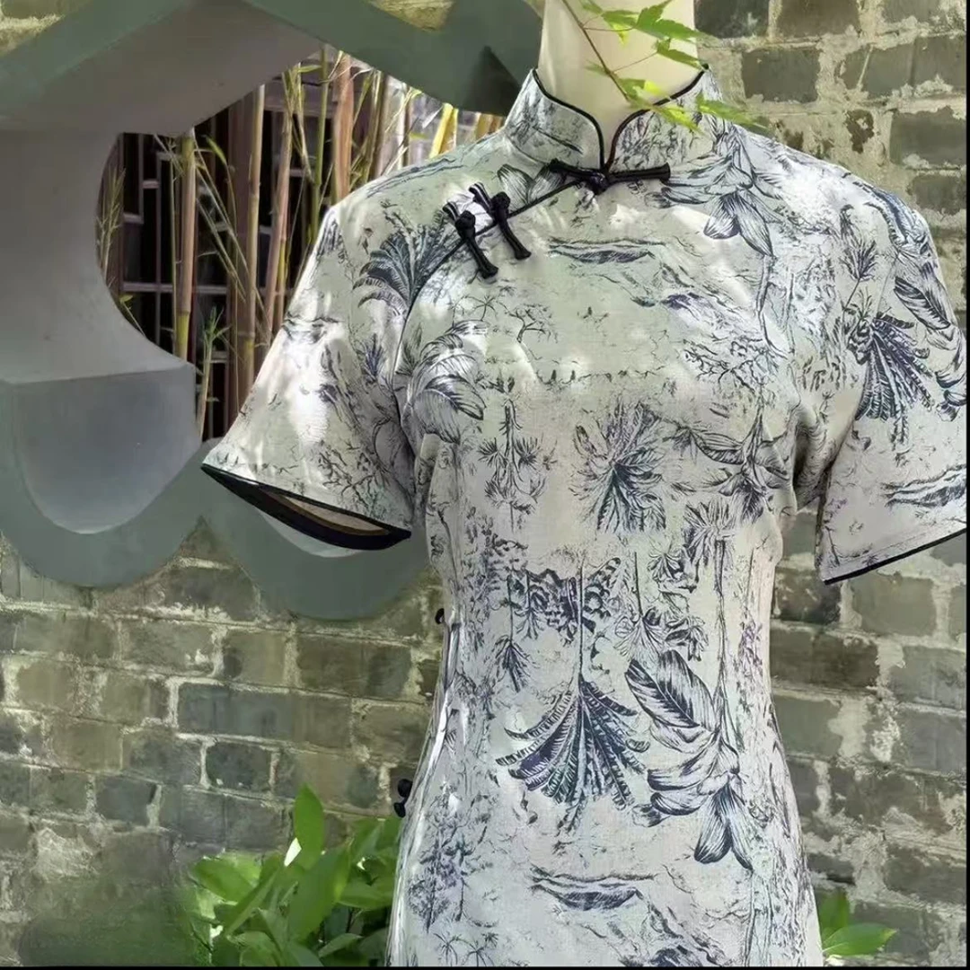 【植梦】新款中国风修身复古优雅大方长款旗袍