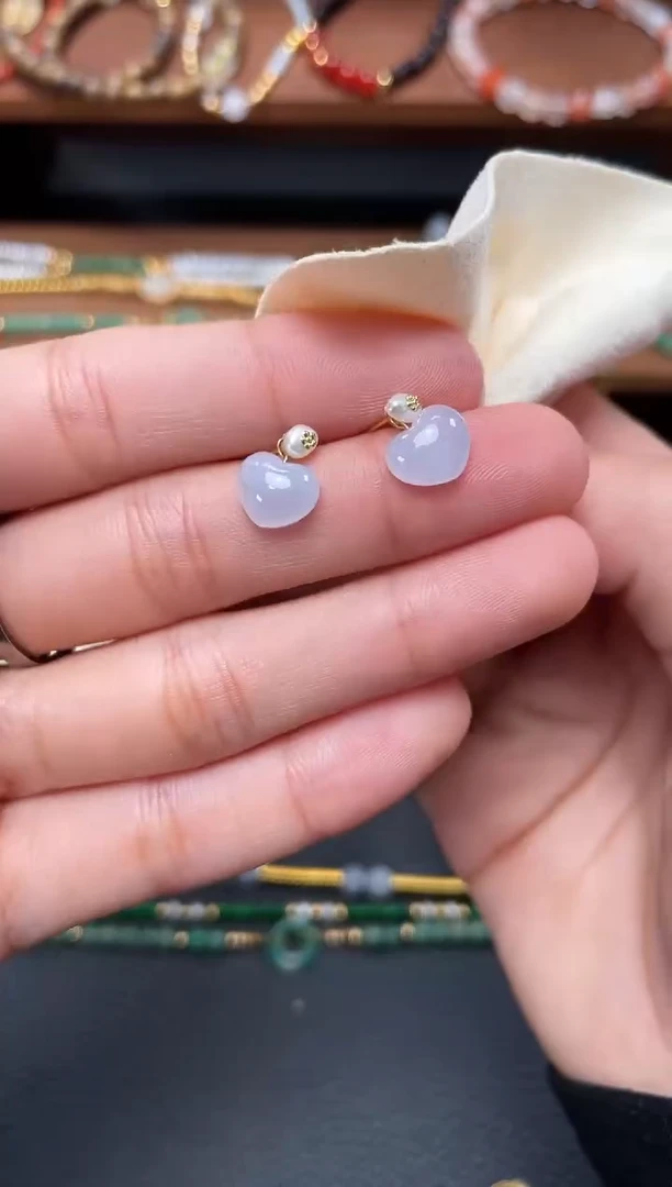 【闪购商品】翡翠耳钉18K金镶嵌2个  JK631