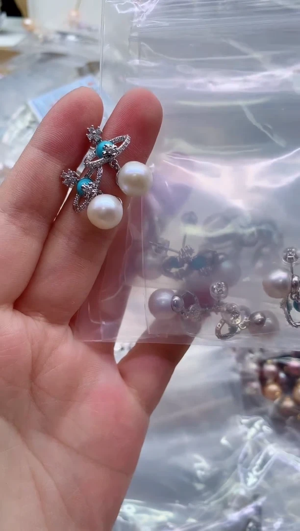 合金淡水珍珠耳饰多样性发其一，非无暇