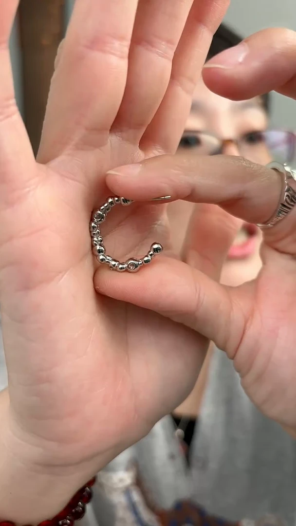 无925银纯银耳饰银色白锆50