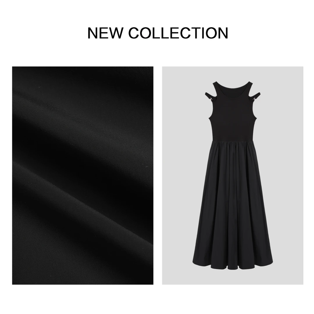 【龙哥专属】L5F26009 夏季新款黑色无袖时尚经典连衣裙 4265