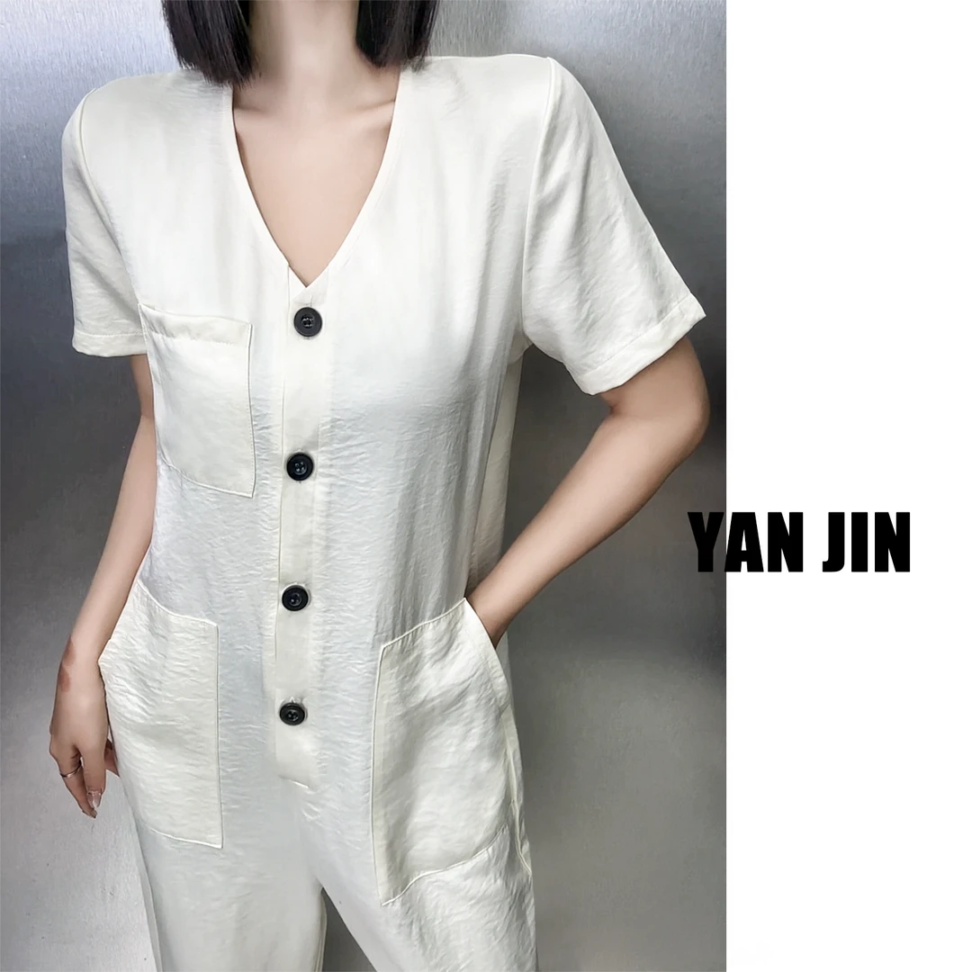 【半袖连体裤】轻奢时尚 显瘦 休闲阔腿连体裤