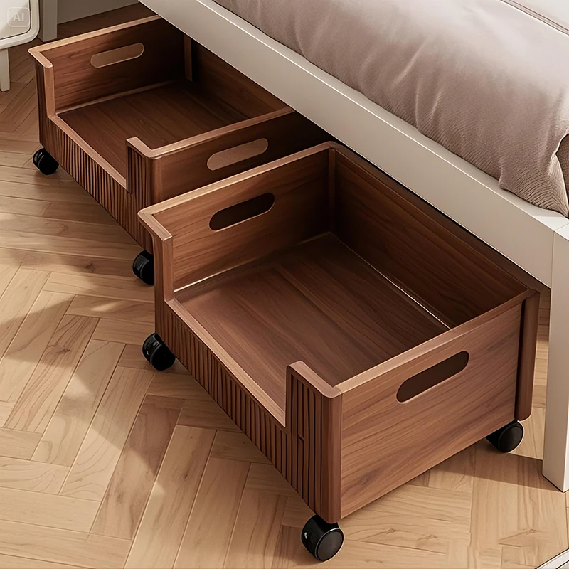 衣物收纳箱带滑轮床下整理盒书本塑料储物盒床底置物架零食箱书箱