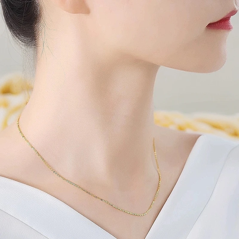 链子925银 2-1女士细款O字链简约锁骨链毛衣素链o字链时尚链字