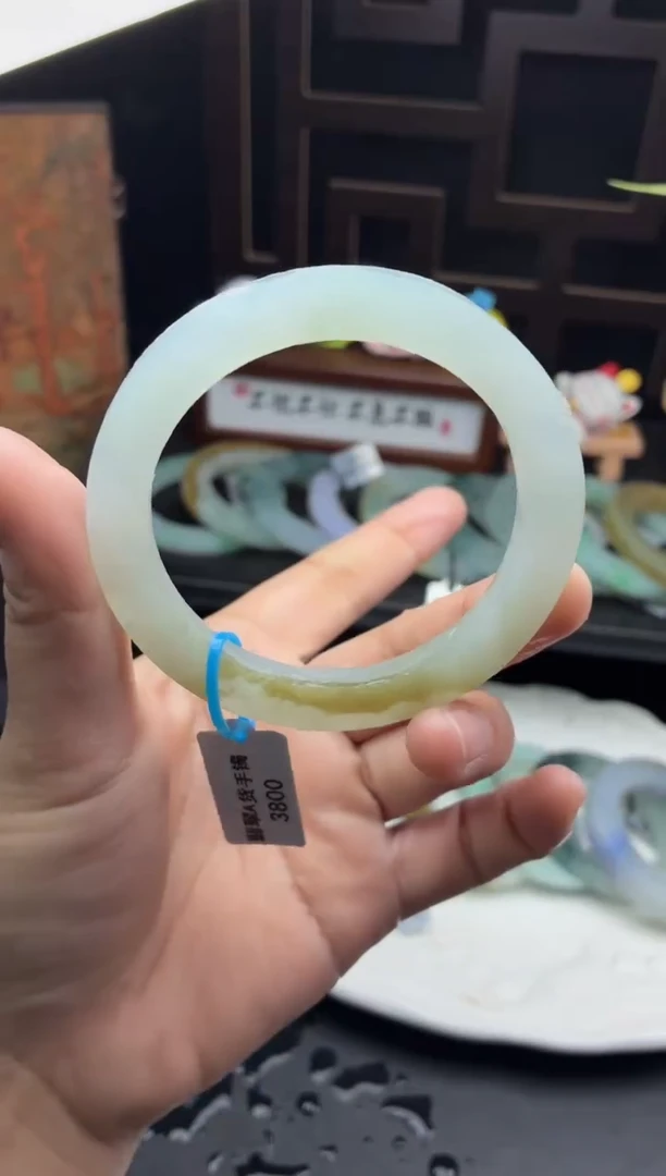 未镶嵌手镯定制翡翠冰冰胶胶特色美美镯54-58-32