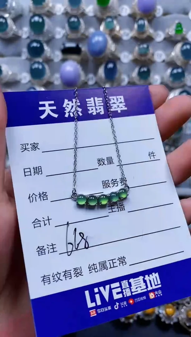 翡翠银S925镶嵌颈饰0668