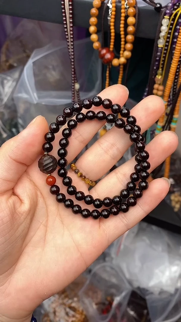 未镶嵌檀香紫檀（小叶紫檀）手串小叶紫檀双圈-大无相