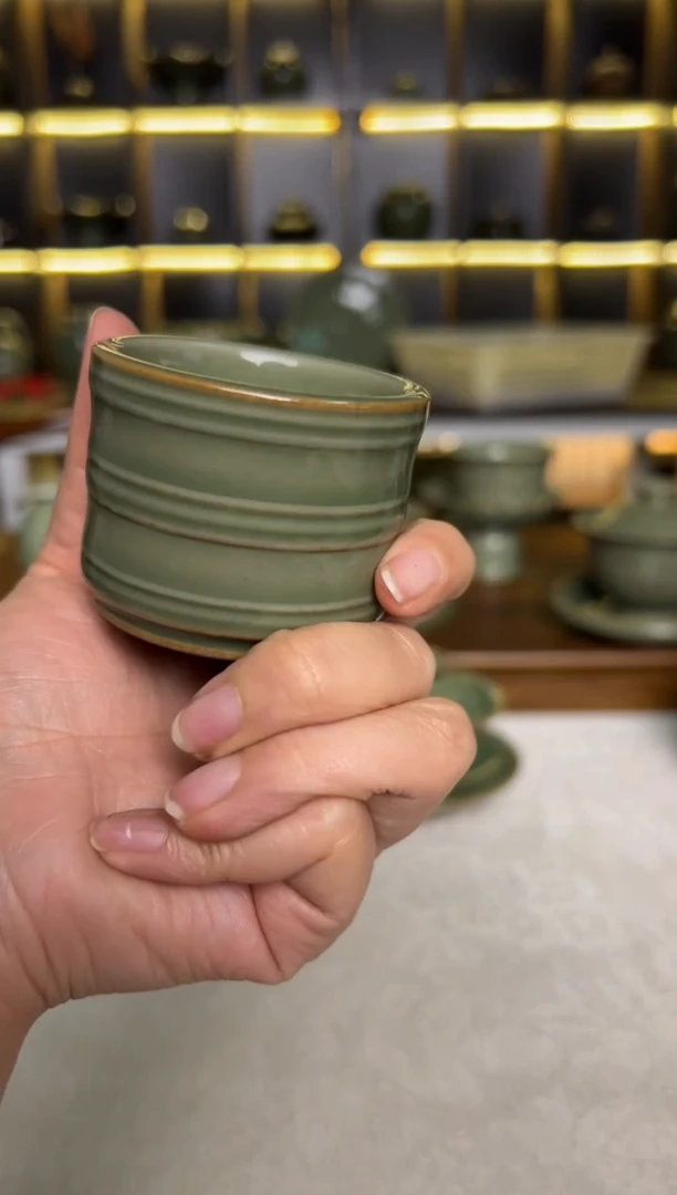 其他耀州窑纯手工竹节扳指杯