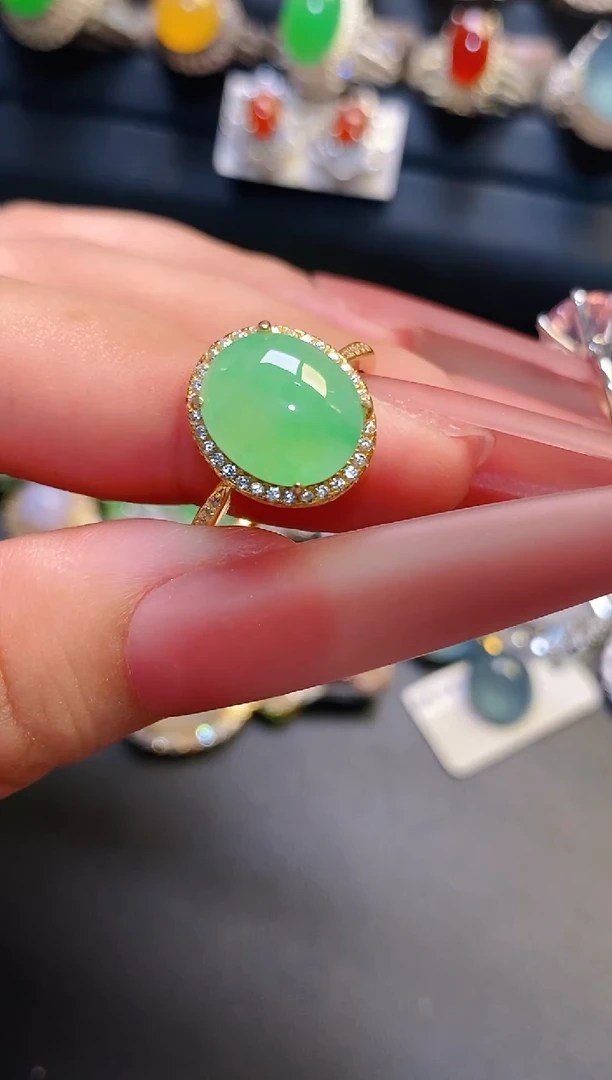 银S925镶嵌翡翠耳饰天然