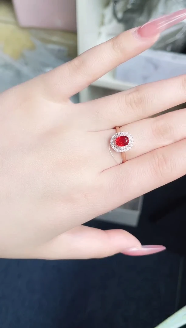 戒指彩色蓝宝石银S925镶嵌戒指