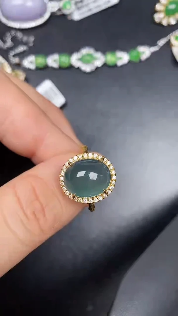 银S925镶嵌戒指翡翠3390