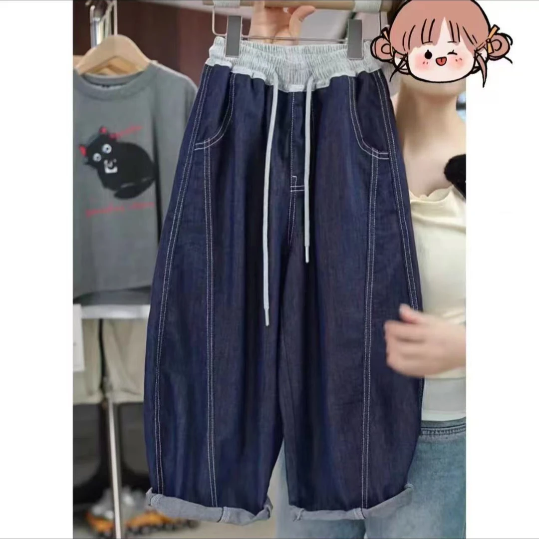 【全码天丝薄款】儿童夏季薄款天丝牛仔2025男女童百搭弯刀裤00106