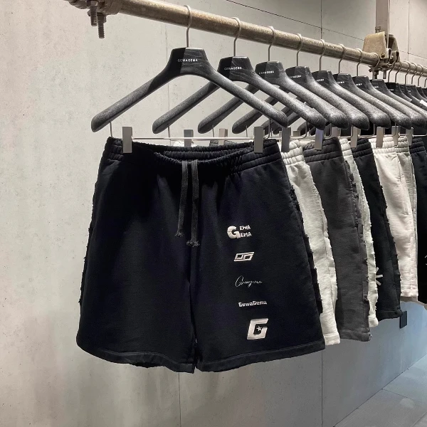美式复古春夏季2025ss新款字母刺绣宽松短裤男女同款短裤大码潮牌