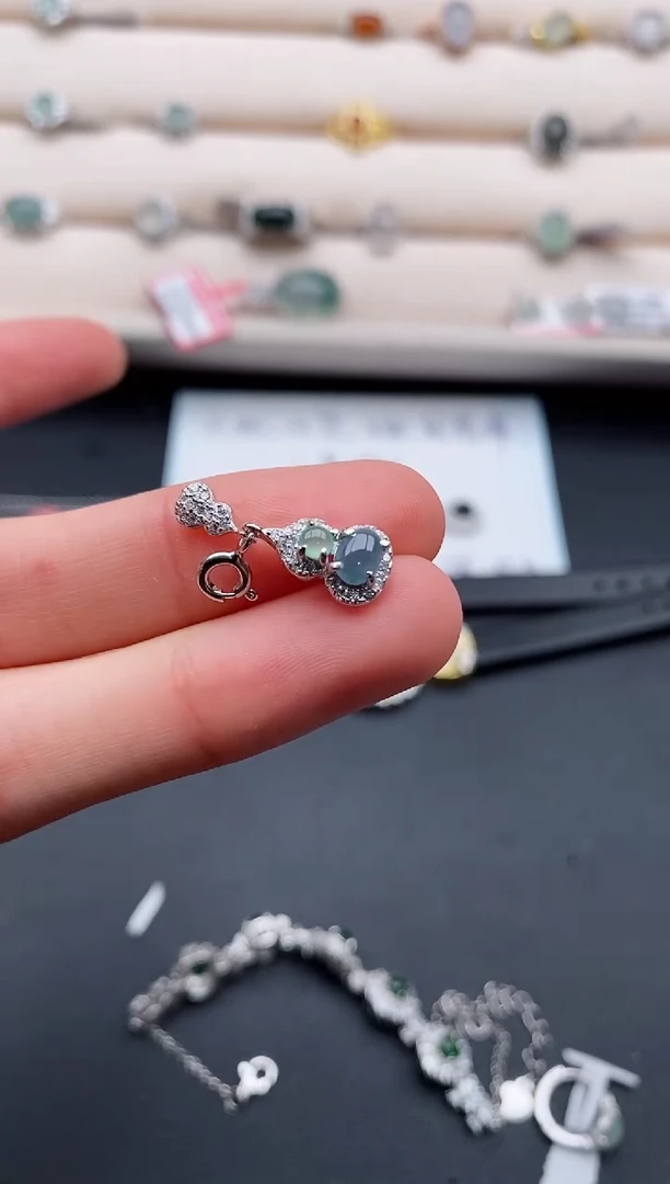 银S925镶嵌戒指翡翠666666+9