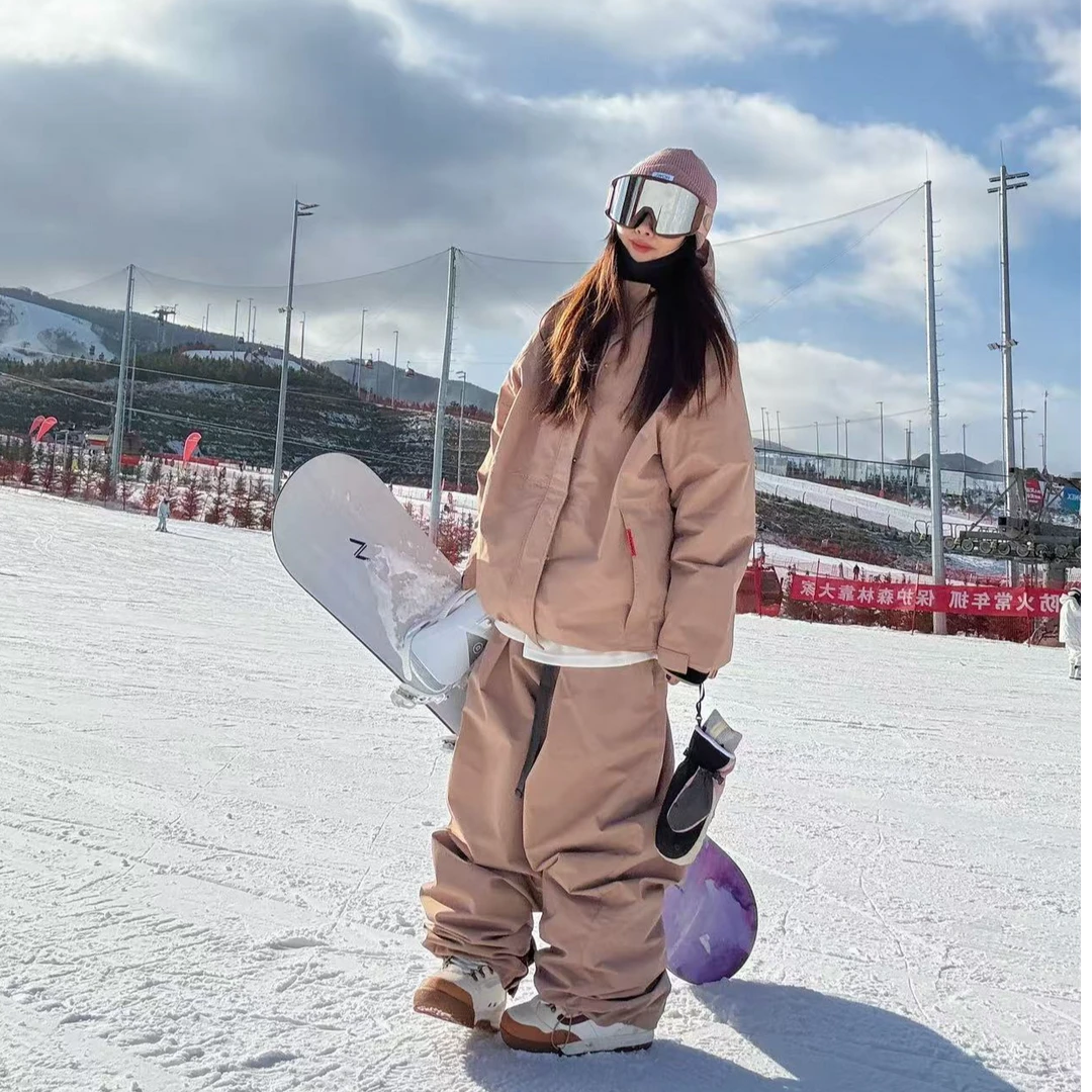 DOCESHEN沈小仙玫瑰豆沙色雪服套装防风防水加棉