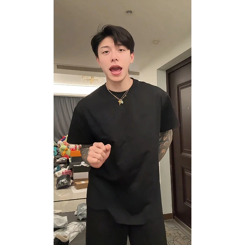 纯棉重磅boxy小领口cleanfit短袖男夏季美式高级感情侣款半袖t恤