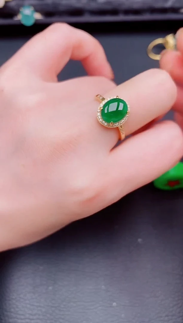 【闪购商品】翡翠戒指银S925镶嵌天然a货翡翠306