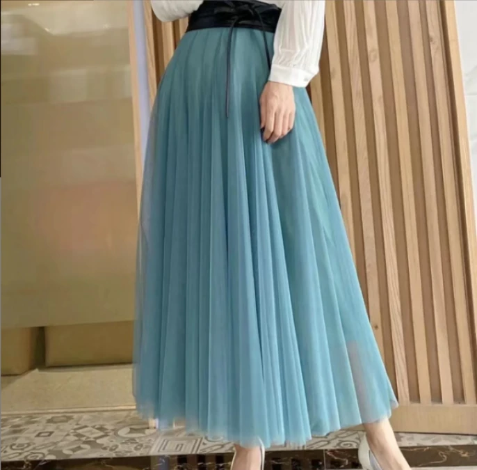 【专柜高定】30片天鹅纱拼接款显瘦半身裙