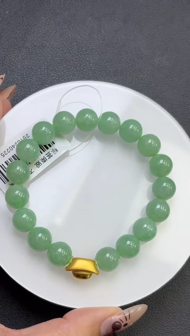 足金镶嵌手串翡翠翡翠手串单圈
