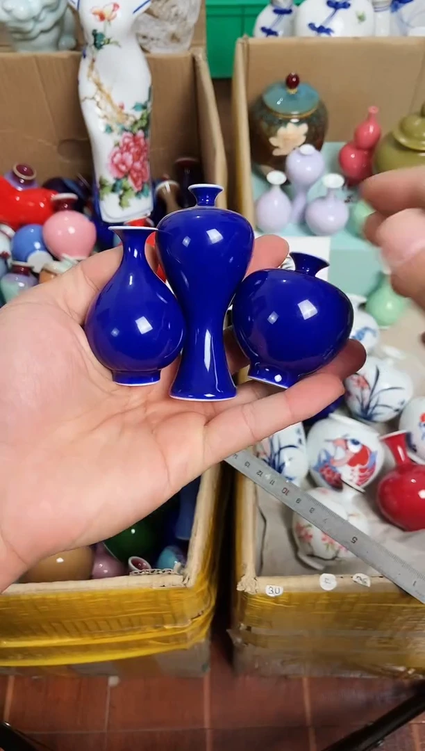 【闪购商品】摆件2.1晚景德镇手工陶瓷摆件-自然流釉小