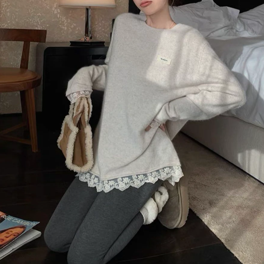 【BC恋人】韩单！韩系蕾丝花边休闲百搭打底卫衣