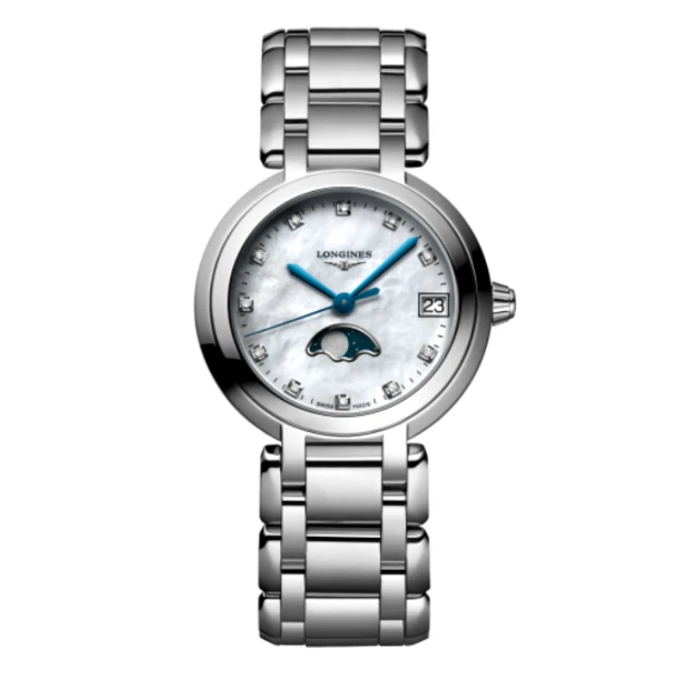 99新 Longines/浪琴 浪琴心月钢带全原装月相石英30.5盘  钻刻HZ