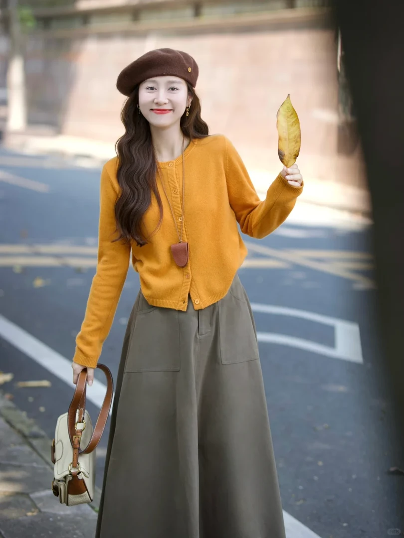 2025春季一整套女韩系穿搭复古开衫上衣女高级感半身裙两件套装女