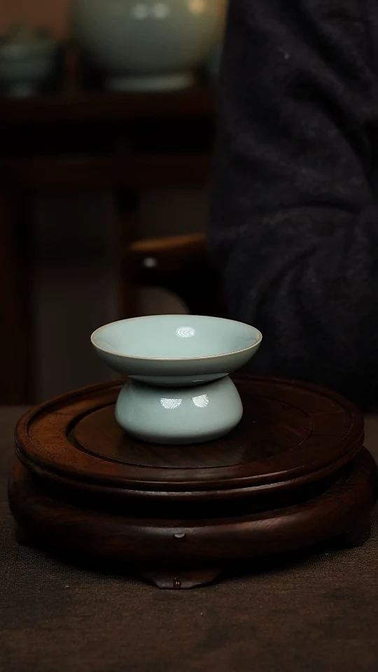 瓷片天青色斗笠茶漏微瑕不带礼盒