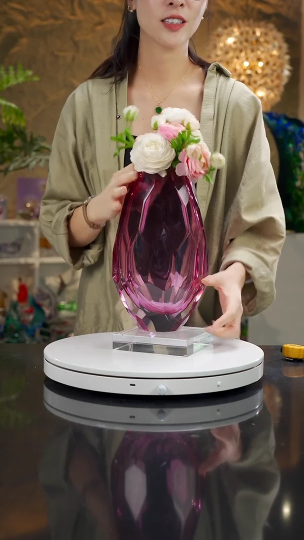 琉璃金红色切面花瓶