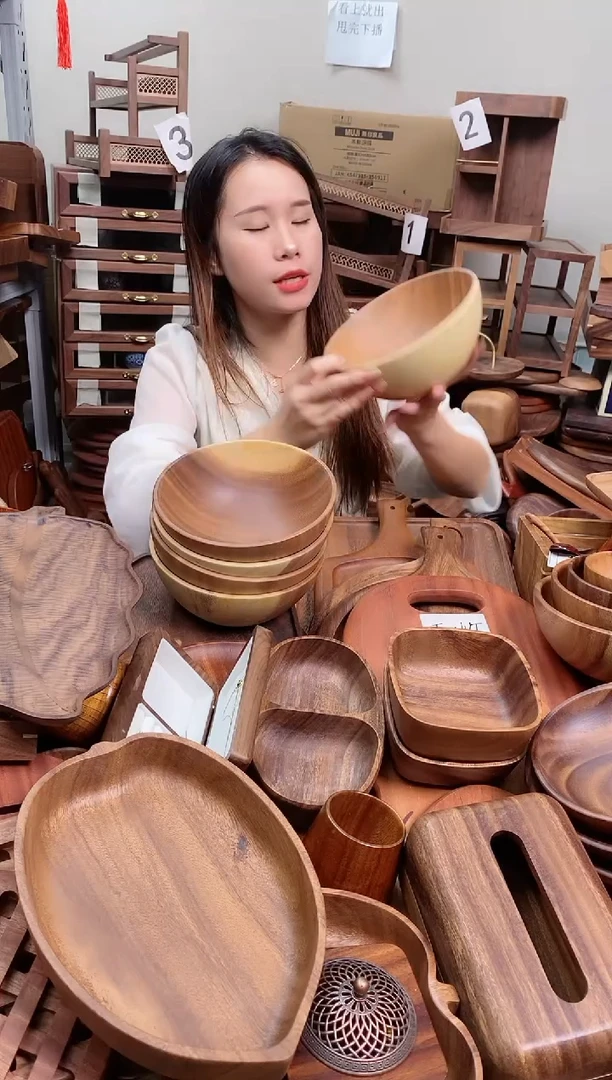木 南美胡桃木碗20*8cm   直播间发