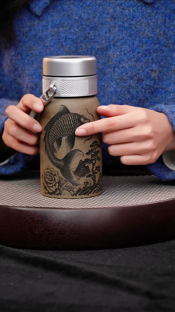 茶壶紫砂宜兴紫砂鲤鱼跃龙门随行杯