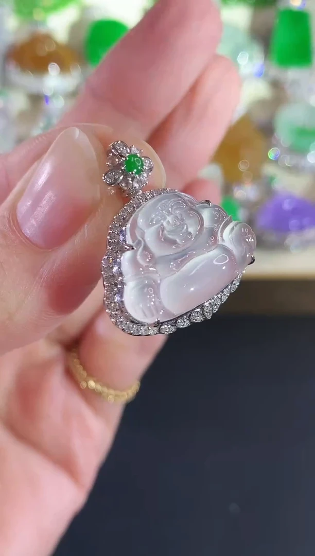 吊坠(不含链)18K金镶嵌翡翠202|