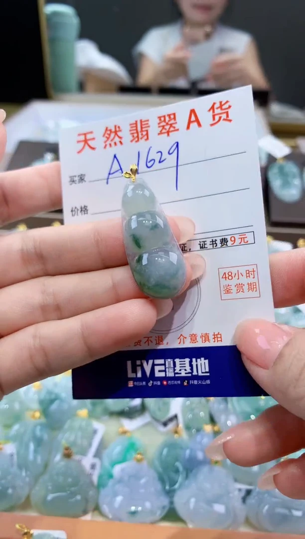 颈饰18K金镶嵌翡翠天然翡翠A货挂件