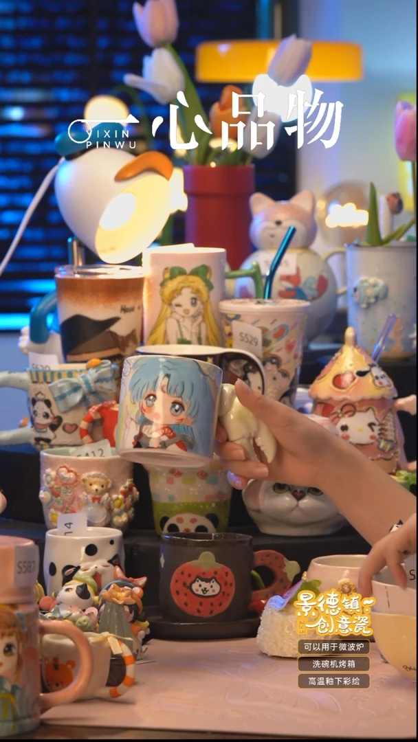 杯子A322景德镇手工手绘杯子摆件