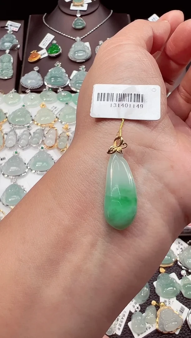 吊坠(不含链)18K金镶嵌翡翠福瓜吊坠1149