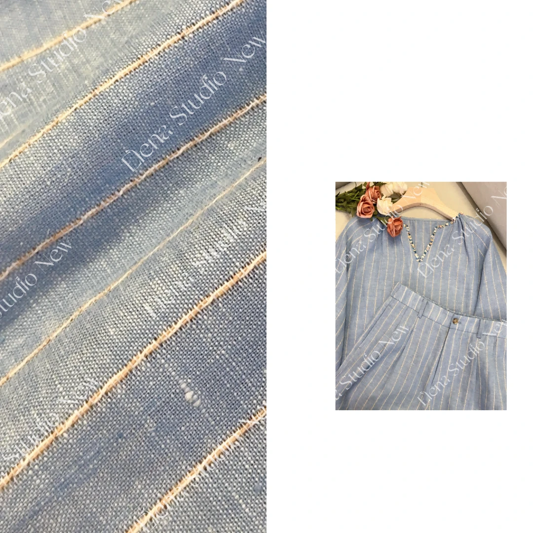 大甜甜【海岸线】设计感精致V领条纹套装休闲气质时髦感两件套