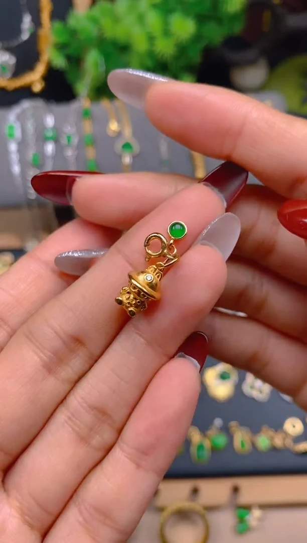 吊坠(不含链)银S925镶嵌翡翠配饰